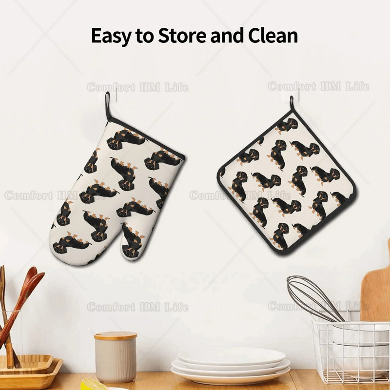 Taksų naminių šunų karščiui atsparios karštai orkaitės pirštinės ir puodų laikikliai, 2 vnt., virtuvės orkaitės pirštinės, skirtos ant grotelių kepimui, kepimui ant grotelių