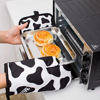Φούρνος με στάμπα Leopard Mitt Glove Pad Zebra Stripes Ψήσιμο μικροκυμάτων Αντι-καυτή μόνωση Ματ Cow Stria Αξεσουάρ κουζίνας Διακόσμηση