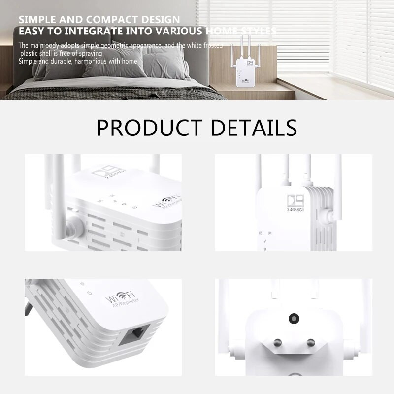 Maršrutizatorius 2.4G 5Ghz belaidis WiFi kartotuvas Wi-Fi signalo stiprintuvas WiFi stiprintuvas 5G Wi Fi 802.11N ilgo nuotolio plėstuvo prieigos taškas