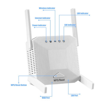 1200Mbps Ασύρματο WiFi Repeater Wifi Signal Booster Dual Band 2.4G 5G WiFi Signal Extender Επέκταση Internet Booster WPS Router