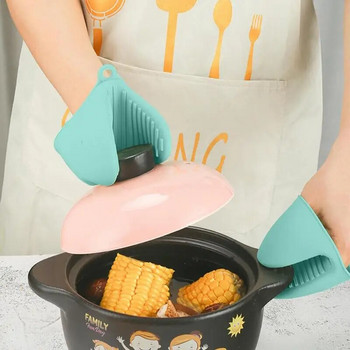 Χονδρά γάντια φούρνου σιλικόνης Ανθεκτικά στη θερμότητα Λαβές μικροκυμάτων για το μαγείρεμα Αντιολισθητικά αντιζεματικά κλιπ βάσης για την κουζίνα dropship