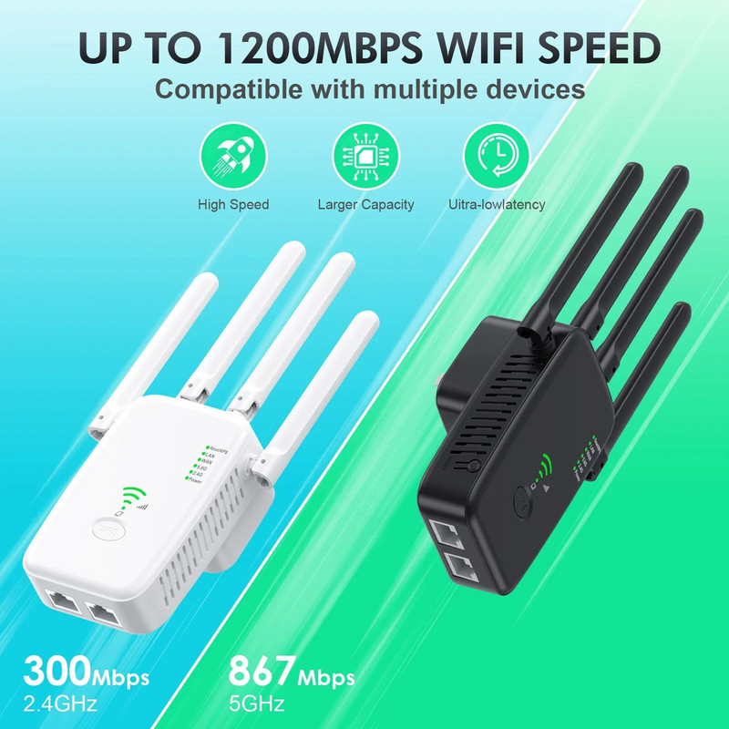 5 Ghz WiFi plėstuvas ilgo nuotolio belaidžio WIFI stiprintuvo tinklo Wi-Fi adapteris 1200Mbps Wi-Fi stiprintuvas 802.11N Wi-Fi signalo kartotuvas