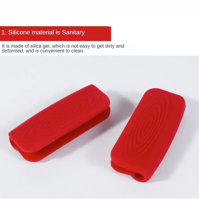 1/2 vnt. silikono keptuvės rankenos dangtelio šilumą izoliuojantys dangteliai puodo ausų segtukas neslystantis garintuvas troškintuvo keptuvės rankenos laikiklis virtuvės prietaisai