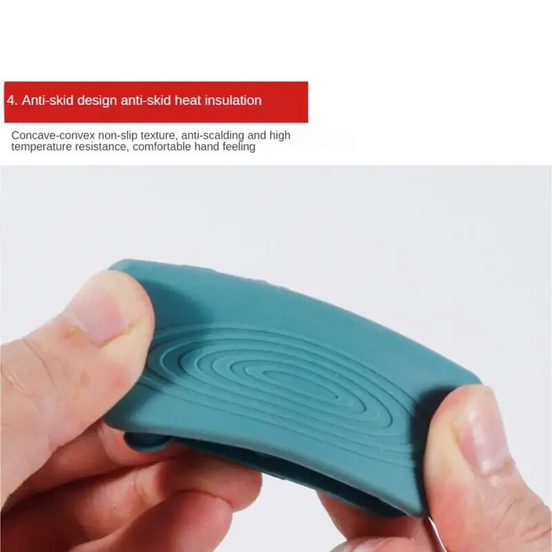 1/2 vnt. silikono keptuvės rankenos dangtelio šilumą izoliuojantys dangteliai puodo ausų segtukas neslystantis garintuvas troškintuvo keptuvės rankenos laikiklis virtuvės prietaisai