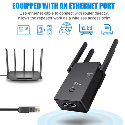 1200Mbps Dual-Band Repeater Wireless WiFi Signal Amplifier WiFi Extender Router Signal Booster