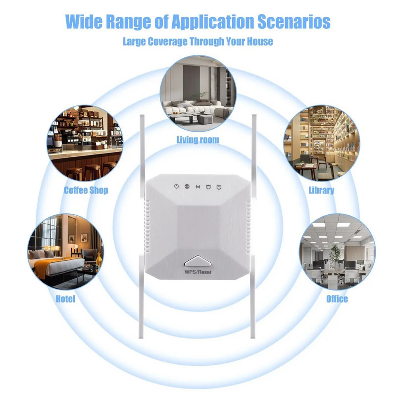 1200Mbps bezvadu WiFi atkārtotājs Wifi signāla pastiprinātājs divjoslu 2,4G 5G WiFi signāla paplašinātājs paplašinātājs interneta pastiprinātājs WPS maršrutētājs