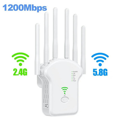 1200Mbps bezvadu WiFi atkārtotājs WiFi signāla atkārtotājs divjoslu 2.4G 5G WiFi paplašinātājs antenas tīkla pastiprinātājs WPS maršrutētājs
