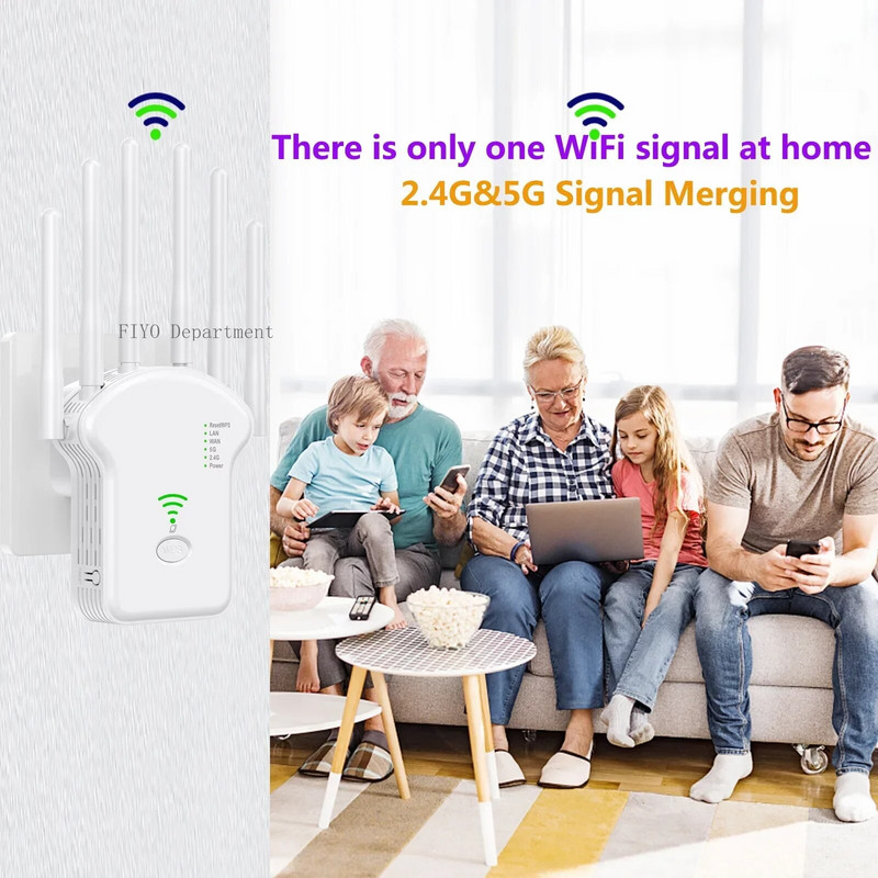 1200Mbps bezvadu WiFi atkārtotājs WiFi signāla atkārtotājs divjoslu 2.4G 5G WiFi paplašinātājs antenas tīkla pastiprinātājs WPS maršrutētājs