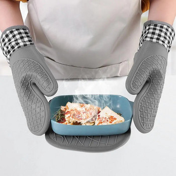 Многократно използваема 1 бр. Издръжлива силиконова ръкавица за микровълнова фурна Кухненска ръкавица за хранителни цели, устойчива на петна за пекарна