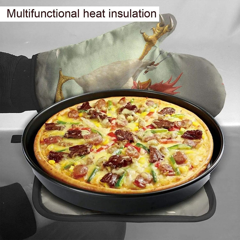 Juokingos vištienos orkaitės pirštinės ir puodų laikikliai, karščiui atsparūs virtuvės pirštinės su spaudiniu, skirtos kepti ant grotelių mikrobangų krosnelėje