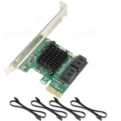 PCIE į SATA išplėtimo plokštė PCI Express x1 iki 4 prievadų SATA 3 3.0 III 6Gbps SSD valdiklis PCI-e SATA3 adapterio plokštė, skirta Windows
