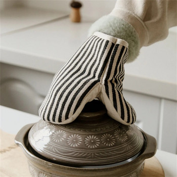 Γάντια οικιακής μόνωσης Φούρνος μικροκυμάτων Γάντια κατά του εγκαυμάτων Παχύ ριγέ Ψήσιμο Γάντια ανθεκτικά σε υψηλή θερμοκρασία Εργαλεία κουζίνας