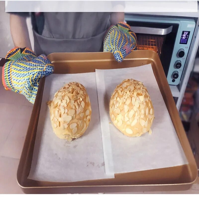 Karštas išpardavimas 1vnt spalvingos žuvies formos orkaitės pirštinės Neslystančios nuo nuplikimo virtuvės pirštinės ilgos medvilnės karščiui atsparios kepimo orkaitės pirštinės