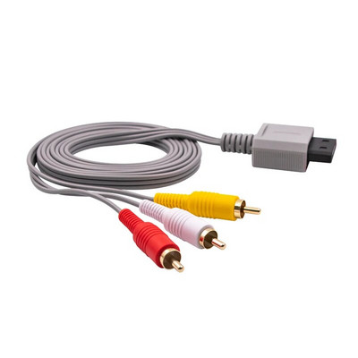 1.8m 3 RCA kabelis Nintendo Wii kontrolierim konsolei audio video AV kabelis kompozīts 480p apzeltīts 3RCA for will kabeļa vads