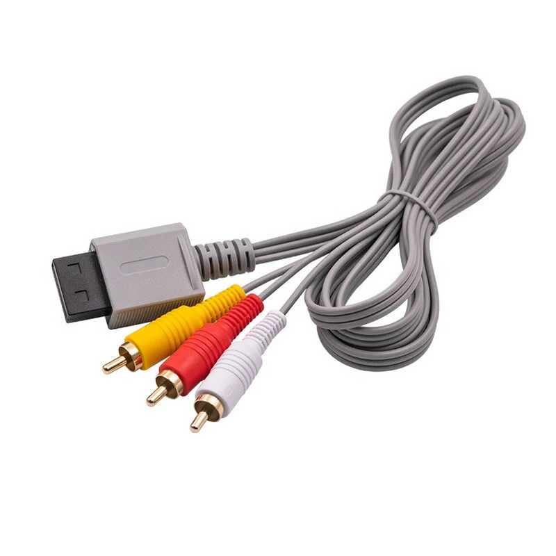 1,8 m 3 RCA laidas, skirtas Nintendo Wii valdikliui, konsolės garso ir vaizdo AV kabelis, sudėtinis 480p paauksuotas 3RCA laidas.