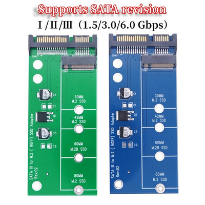 M.2 SSD Adapter M2 SATA Adapter Riser M.2 to SATA Adapter M.2 NGFF Converter SATA3.0 6G Card B Key for 2230-2280 M.2 SATA SSD