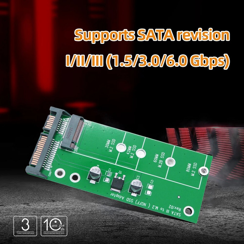 M.2 SSD adapteris M2 SATA adapteris stovas M.2 į SATA adapteris M.2 NGFF keitiklis SATA3.0 6G kortelė B 2230-2280 M.2 SATA SSD raktas