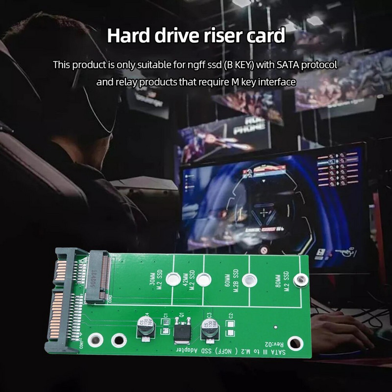 M.2 SSD adapteris M2 SATA adapteris stovas M.2 į SATA adapteris M.2 NGFF keitiklis SATA3.0 6G kortelė B 2230-2280 M.2 SATA SSD raktas