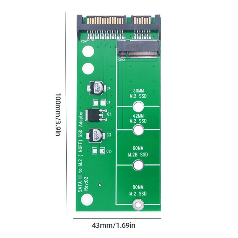M.2 SSD adapteris M2 SATA adapteris stovas M.2 į SATA adapteris M.2 NGFF keitiklis SATA3.0 6G kortelė B 2230-2280 M.2 SATA SSD raktas