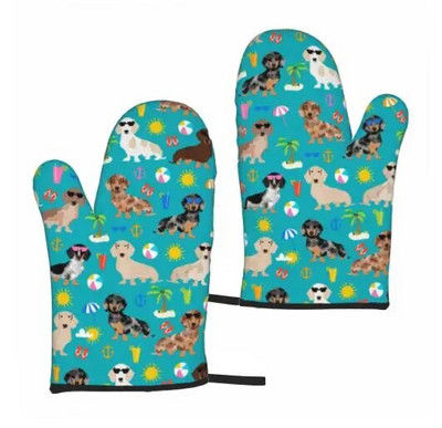 Takso Weiner šunų orkaitės pirštinės neslidžios, karščiui atsparios minkštos medvilnės pamušalas Virtuvinės pirštinės, skirtos maisto ruošimui, kepimui ant grotelių, vieno dydžio