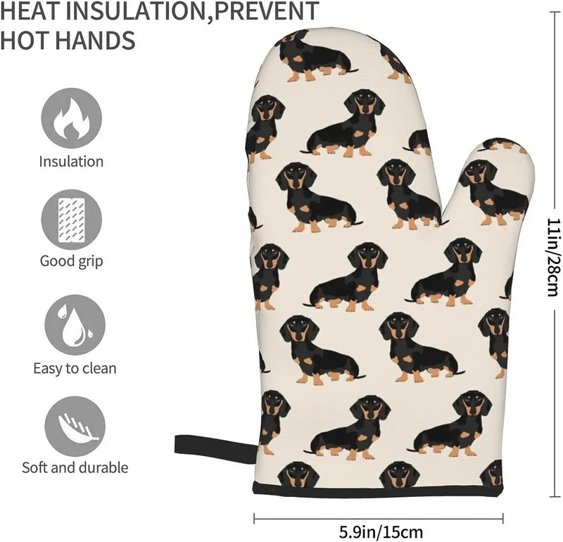 Takso Weiner šunų orkaitės pirštinės neslidžios, karščiui atsparios minkštos medvilnės pamušalas Virtuvinės pirštinės, skirtos maisto ruošimui, kepimui ant grotelių, vieno dydžio