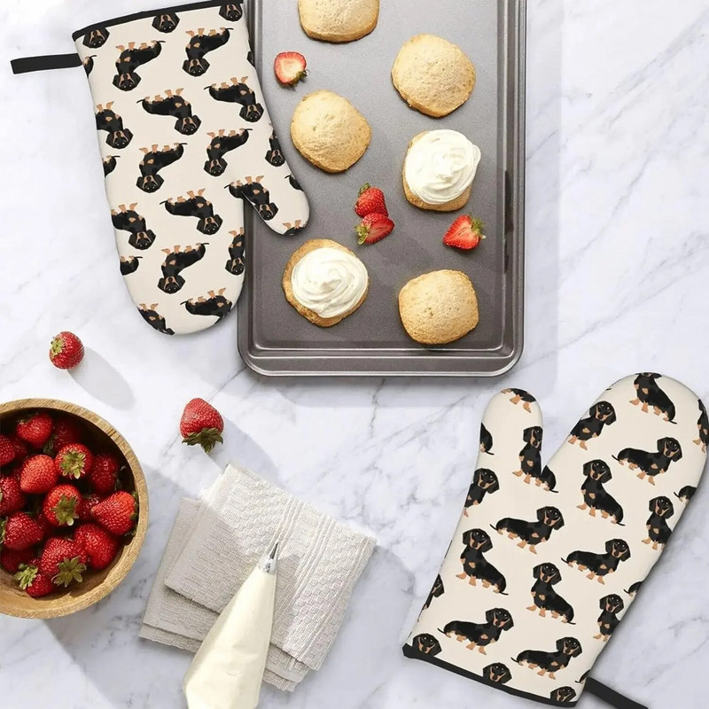 Takso Weiner šunų orkaitės pirštinės neslidžios, karščiui atsparios minkštos medvilnės pamušalas Virtuvinės pirštinės, skirtos maisto ruošimui, kepimui ant grotelių, vieno dydžio