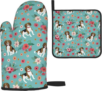 Gothic Sugar Skull Black Orkaitės pirštinių ir puodų laikiklių rinkiniai, Helovino karščiui atsparios neslystančios virtuvinės pirštinės, skirtos gaminti maistą