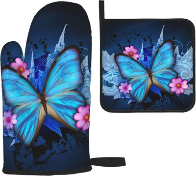 Gothic Sugar Skull Black Orkaitės pirštinių ir puodų laikiklių rinkiniai, Helovino karščiui atsparios neslystančios virtuvinės pirštinės, skirtos gaminti maistą