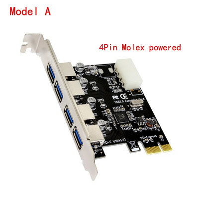 4 prievadų USB 3.0 PCI-E išplėtimo plokštė PCI Express PCIe USB 3.0 HUB adapteris 4 prievadų USB3.0 valdiklis USB 3 0 PCI ir PCIe Express 1X