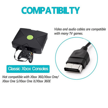 1,8m/6ft Αντικατάσταση 5RCA Component HD TV Audio Video AV καλώδιο Συμβατό με αξεσουάρ κονσόλας παιχνιδιών Microsoft Classic Xbox