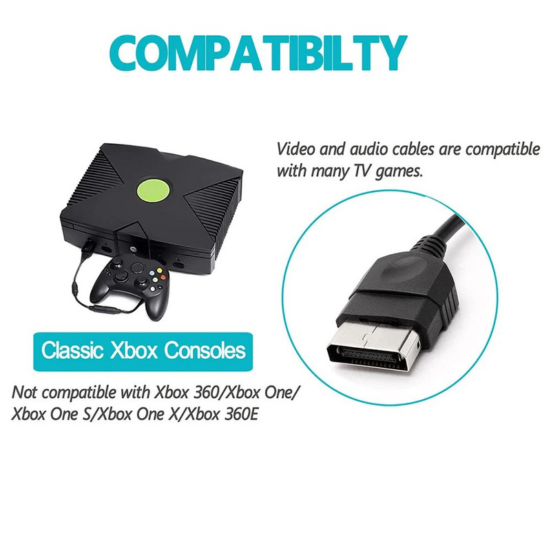 1,8 m / 6 pėdų pakaitinis 5RCA komponentinis HD televizoriaus garso ir vaizdo AV laidas, suderinamas su Microsoft Classic Xbox žaidimų konsolės priedais