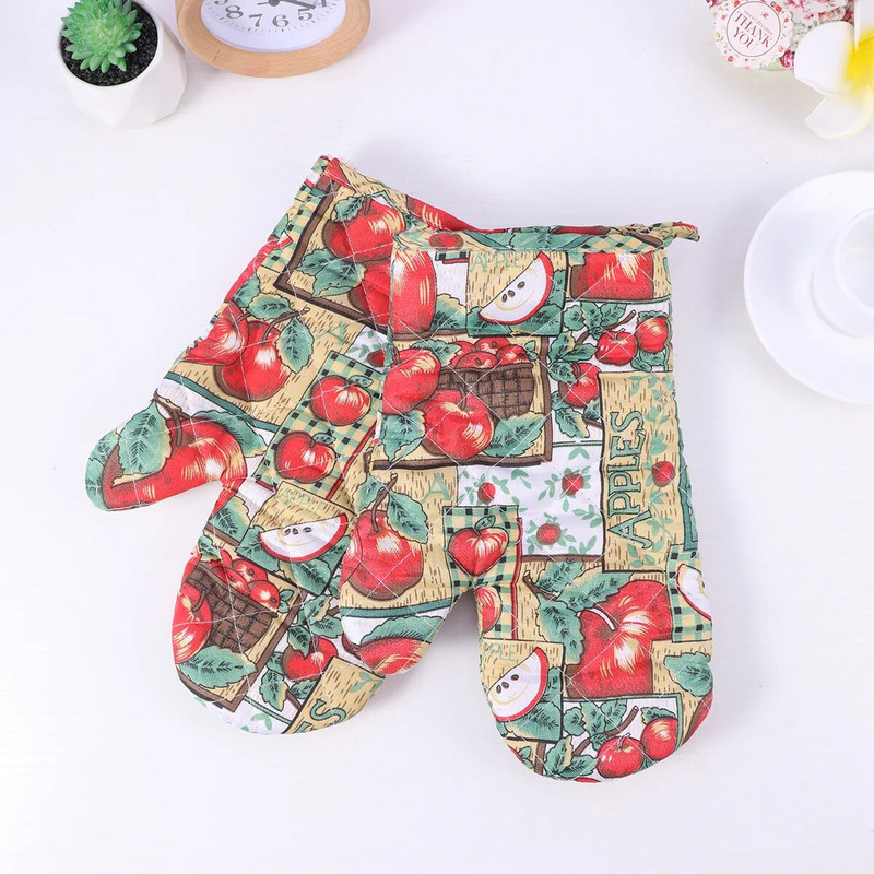 2vnt Orkaitės pirštinės Obuoliai Raštas Pirštinės Neslystančios Orkaitės Pirštinės Karštos padėklai Puodų laikikliai Maisto gaminimas Kepimo Pirštinės Virtuvė Maisto gaminimas Kepimas