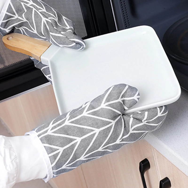 Virtuvės karščiui atsparios mikrobangų krosnelės pirštinės Neslidžios medvilnės izoliuotos kepimo pirštinės Virtuvės įrankių kumštinė