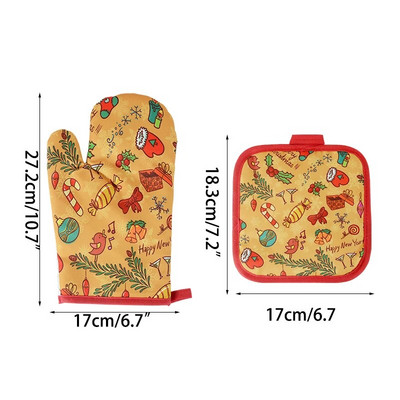 1 rinkinys kalėdinės medvilnės orkaitės pirštinės karščiui atsparios pirštinės virtuvės gaminimas mikrobangų krosnelėje pirštinės izoliuotos pirštinės Virtuvės reikmenys įrankiai