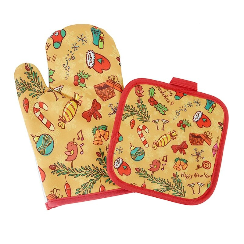1 rinkinys kalėdinės medvilnės orkaitės pirštinės karščiui atsparios pirštinės virtuvės gaminimas mikrobangų krosnelėje pirštinės izoliuotos pirštinės Virtuvės reikmenys įrankiai