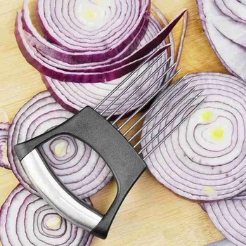 Кухня Инструменти за помощ при нарязване на зеленчуци Стоманена резачка за лук Устройство за нарязване на лук Устройство за нарязване на плодове и зеленчуци Артефакт на парче храна