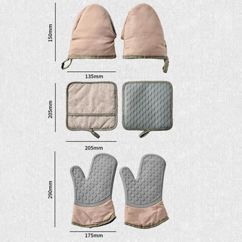 Γάντια φούρνου 1 τεμ. Γάντια μόνωσης σιλικόνης κατά του ζεματίσματος Φορητά βαμβακερά γάντια σιλικόνης που καθαρίζονται εύκολα Αντιολισθητικό γάντι μικροκυμάτων