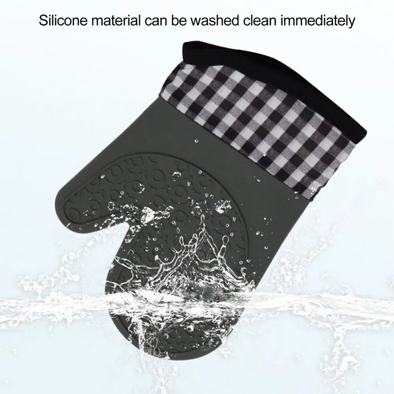 1vnt karščiui atspari apsauginė kepimo pirštinė neslystanti silikoninė karšto keptuvės tvarkymo pirštinė sustorinta izoliuota orkaitės pirštinė virtuvei