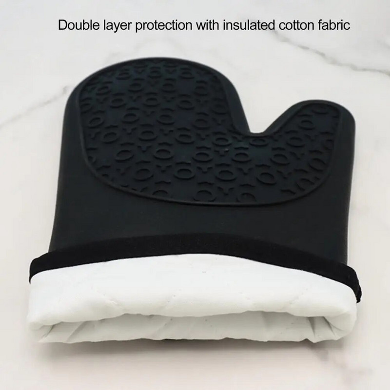 1vnt karščiui atspari apsauginė kepimo pirštinė neslystanti silikoninė karšto keptuvės tvarkymo pirštinė sustorinta izoliuota orkaitės pirštinė virtuvei