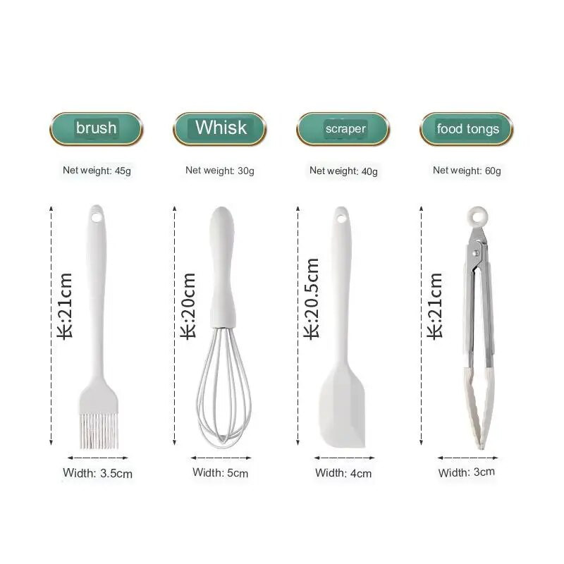 4vnt kepimo įrankiai Kiaušinių plakimo rinkinys Maisto klasės silikoniniai virtuvės reikmenys Plaktuvas Mini Clip kepimo mentelė aliejaus teptukas