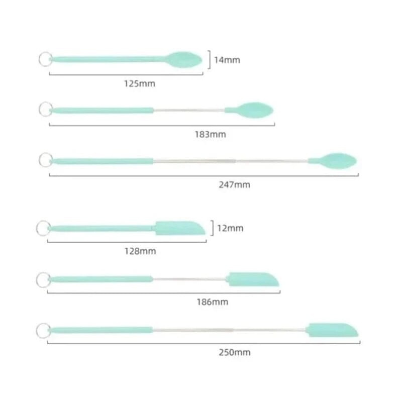 Naujas mini silikoninis teleskopinis mažas antgalis grandiklis šaukštas mentele padažas virimo kosmetika su sagtimi ištraukiamas kasimo šaukštas