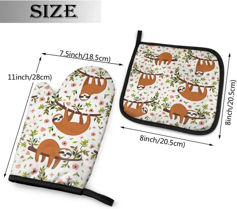 Armas laisk puu otsas naljakate kuumakindlate kuumade ahjukindade ja potihoidjatega köögikomplekti jaoks grillimiseks küpsetamiseks ja grillimiseks