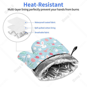 Kawaii Πασχαλινά κινούμενα σχέδια Bunny Γάντια φούρνου μικροκυμάτων 2τμχ για γυναίκες Bbq Μαγείρεμα Ψήσιμο στη σχάρα Ψήσιμο ενός μεγέθους Ανθεκτικό στη θερμότητα