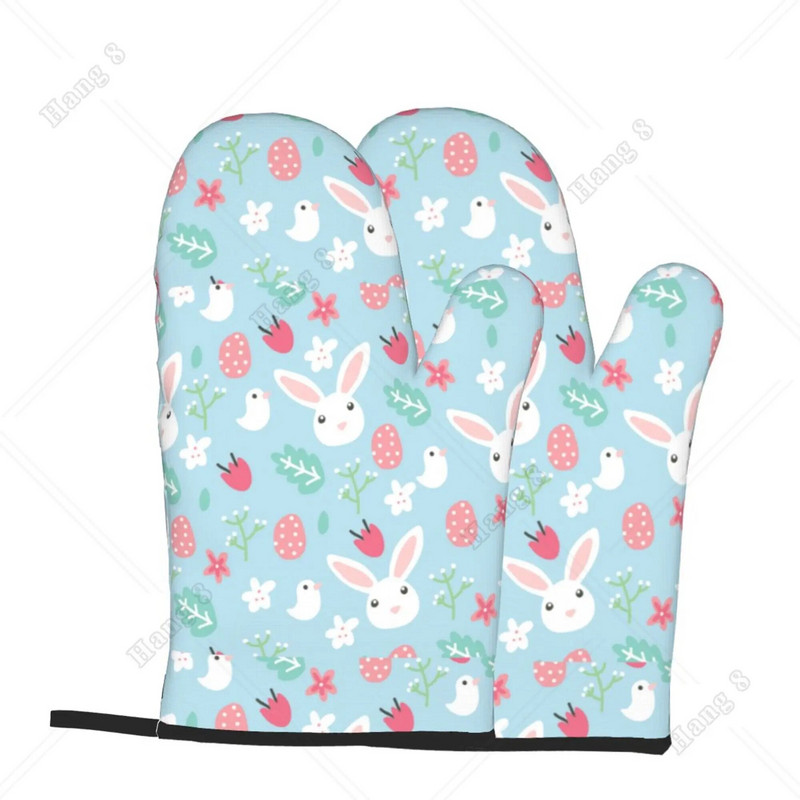 Kawaii Velykų animacinių filmų zuikis, mikrobangų krosnelės pirštinės, orkaitės pirštinės, 2 vnt., moterims, ant grotelių, kepsnių, kepimo, kepimo, kepimo, vieno dydžio karščiui atsparios