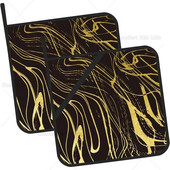 Auksinio juodo marmuro puodų laikiklių rinkinys iš 2 karščiui atsparių virtuvės puodų laikiklių, skirtų mikrobangų krosnelėje kepti orkaitės galiniams indams ir kepsniams