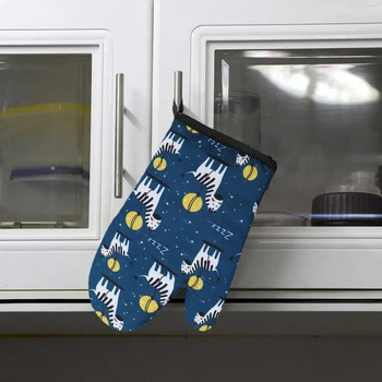 Χριστουγεννιάτικα γάντια φούρνου τυπωμένα μαξιλάρια μόνωσης μικροκυμάτων Άγιος Βασίλης Εργαλεία ψησίματος κουζίνας