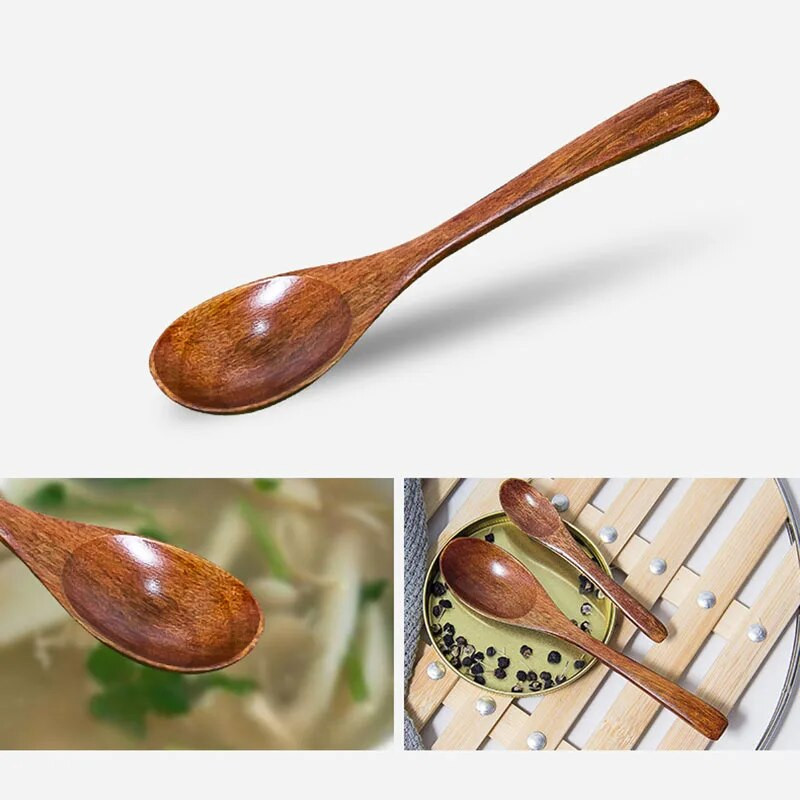 1 vnt. mediniai sriubos šaukštai valgymui Virtuvėje Arbatinis šaukštelis pagardų indas ilga rankena mediniai šaukštai gaminimui