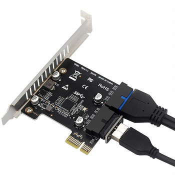 USB 3 към PCIE адаптерна карта Преден панел USB 3.0 PCI-E разширителна карта 19Pin 20Pin Header PCIe X1 USB 3.0 адаптер за настолен компютър