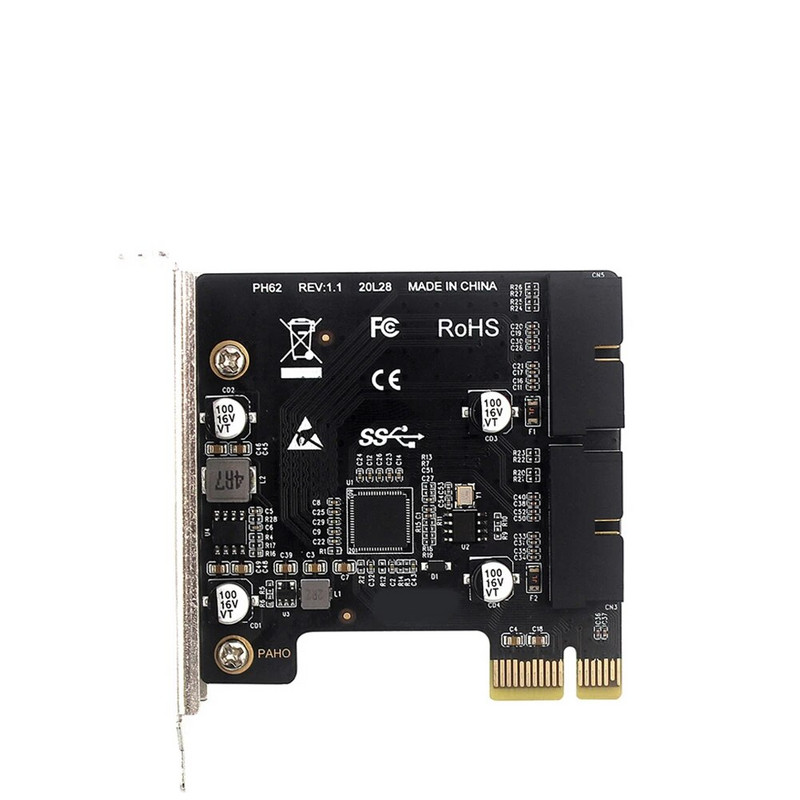 USB 3 į PCIE adapterio kortelė priekinio skydelio USB 3.0 PCI-E išplėtimo plokštė 19 kontaktų 20 kontaktų antraštė PCIe X1 USB 3.0 adapteris, skirtas asmeniniam kompiuteriui