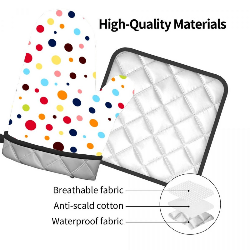 Μοτίβο πουά Γάντια φούρνου μικροκυμάτων και θήκες για κατσαρόλες Σετ κατσαρόλες κουζίνας για μπάρμπεκιου μονωτικά γάντια φούρνου γάντια ψησίματος